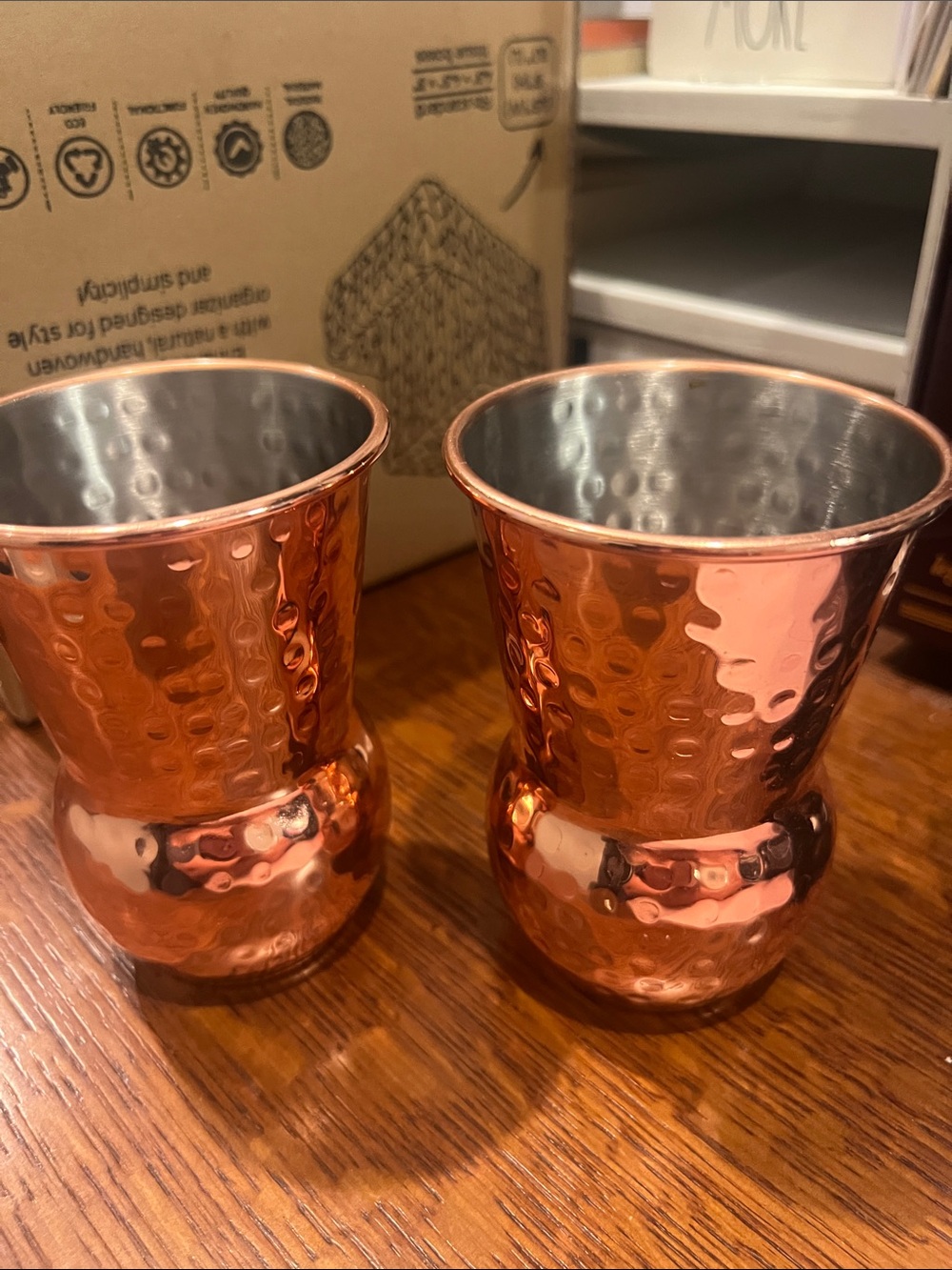 Copper Hammered Tumbler Glasses - Set of 2